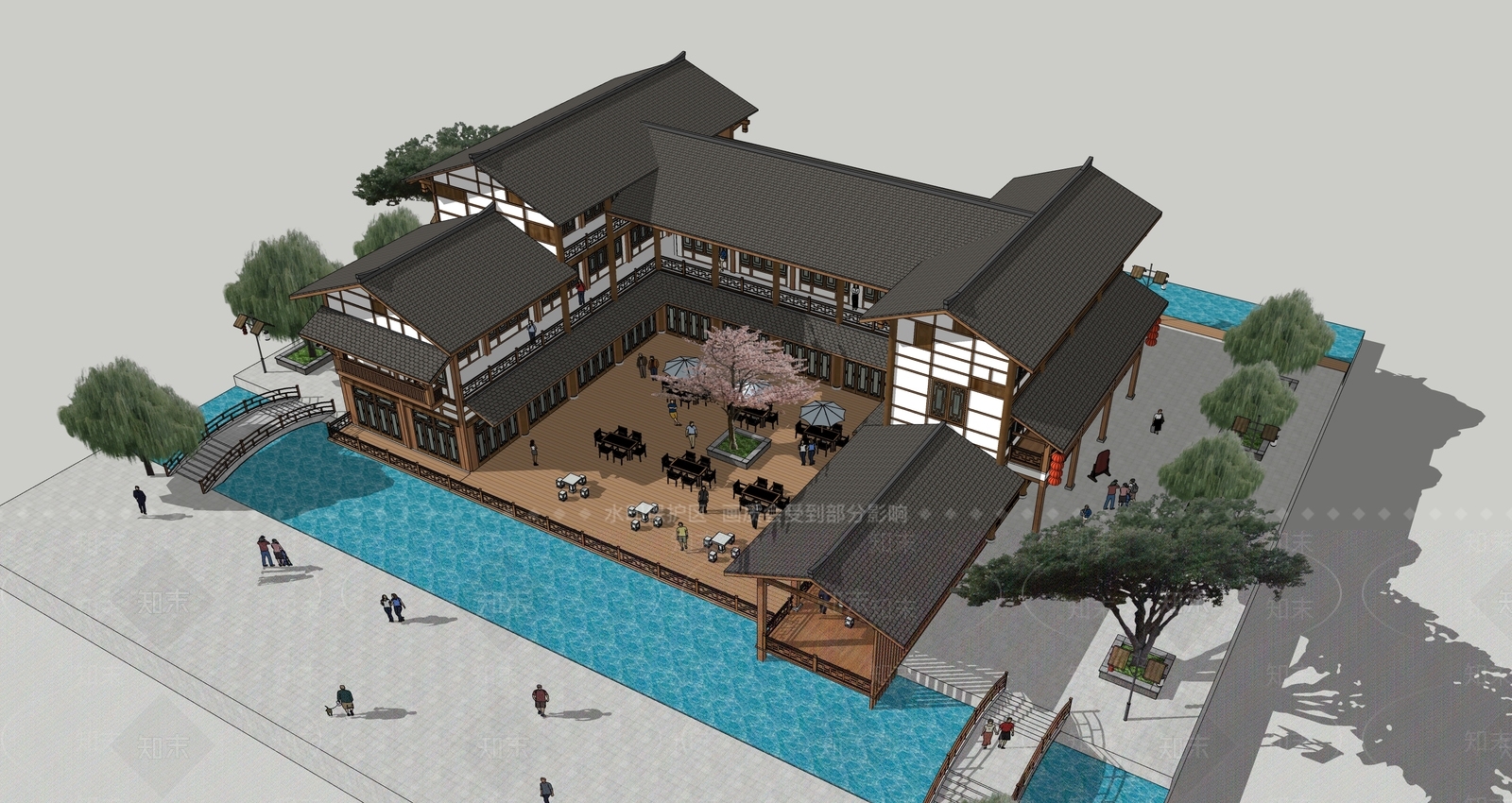 中式古建筑SU模型下载【ID:1194869918】