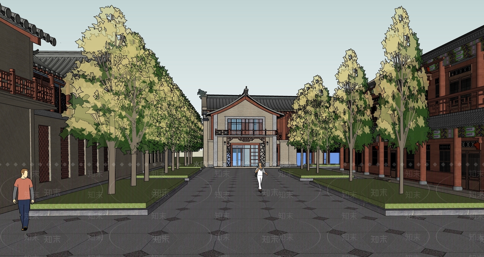 中式古建筑SU模型下载【ID:1194871341】