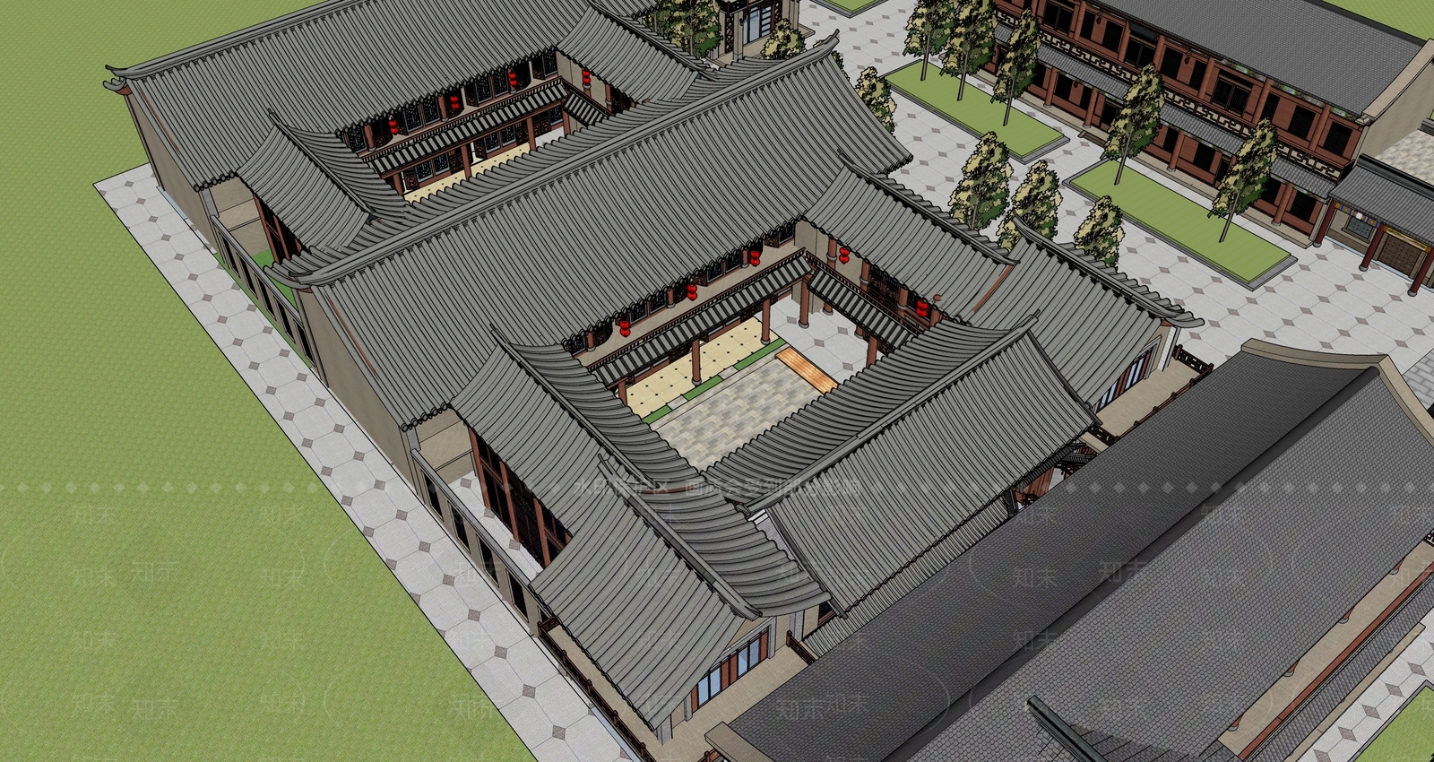 中式古建筑SU模型下载【ID:1194871341】