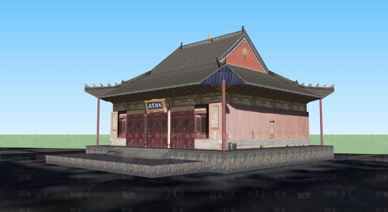 中式古建筑SU模型下载【ID:1194871733】