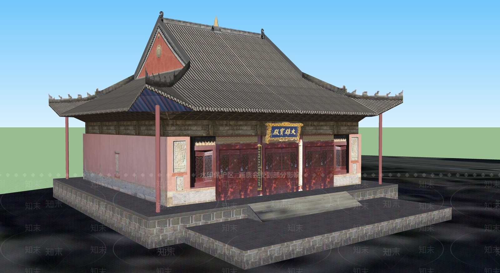 中式古建筑SU模型下载【ID:1194871733】