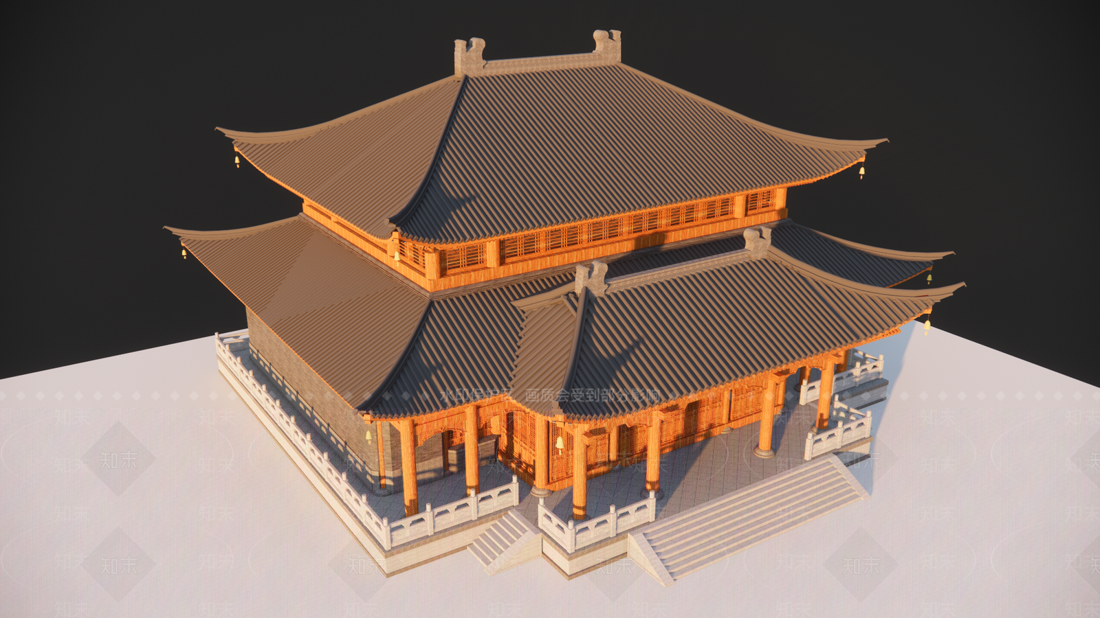 中式古建筑SU模型下载【ID:1194873997】