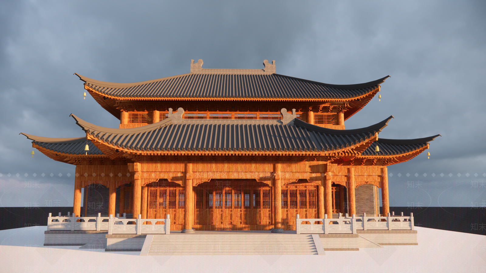 中式古建筑SU模型下载【ID:1194873997】