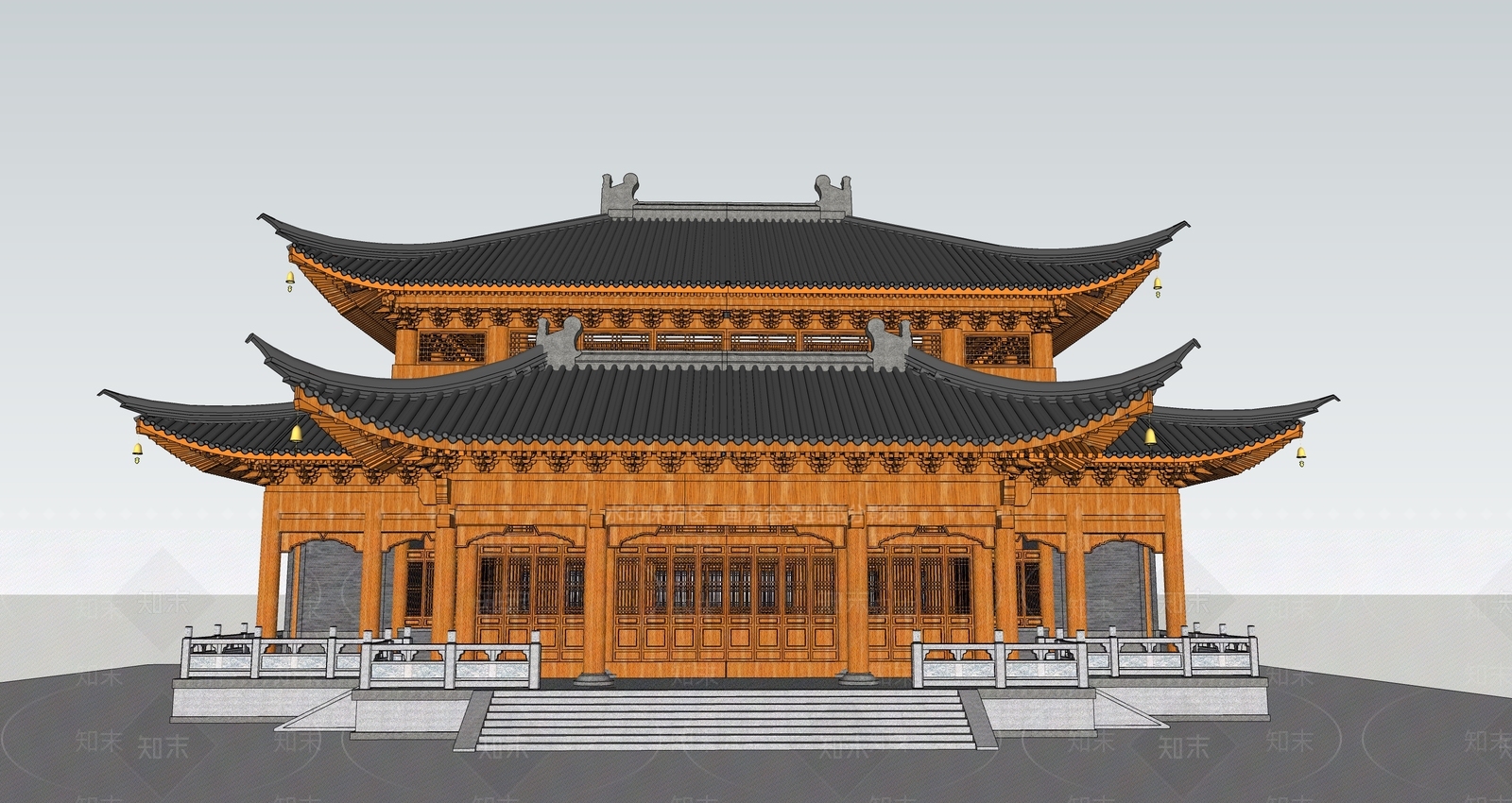 中式古建筑SU模型下载【ID:1194873997】