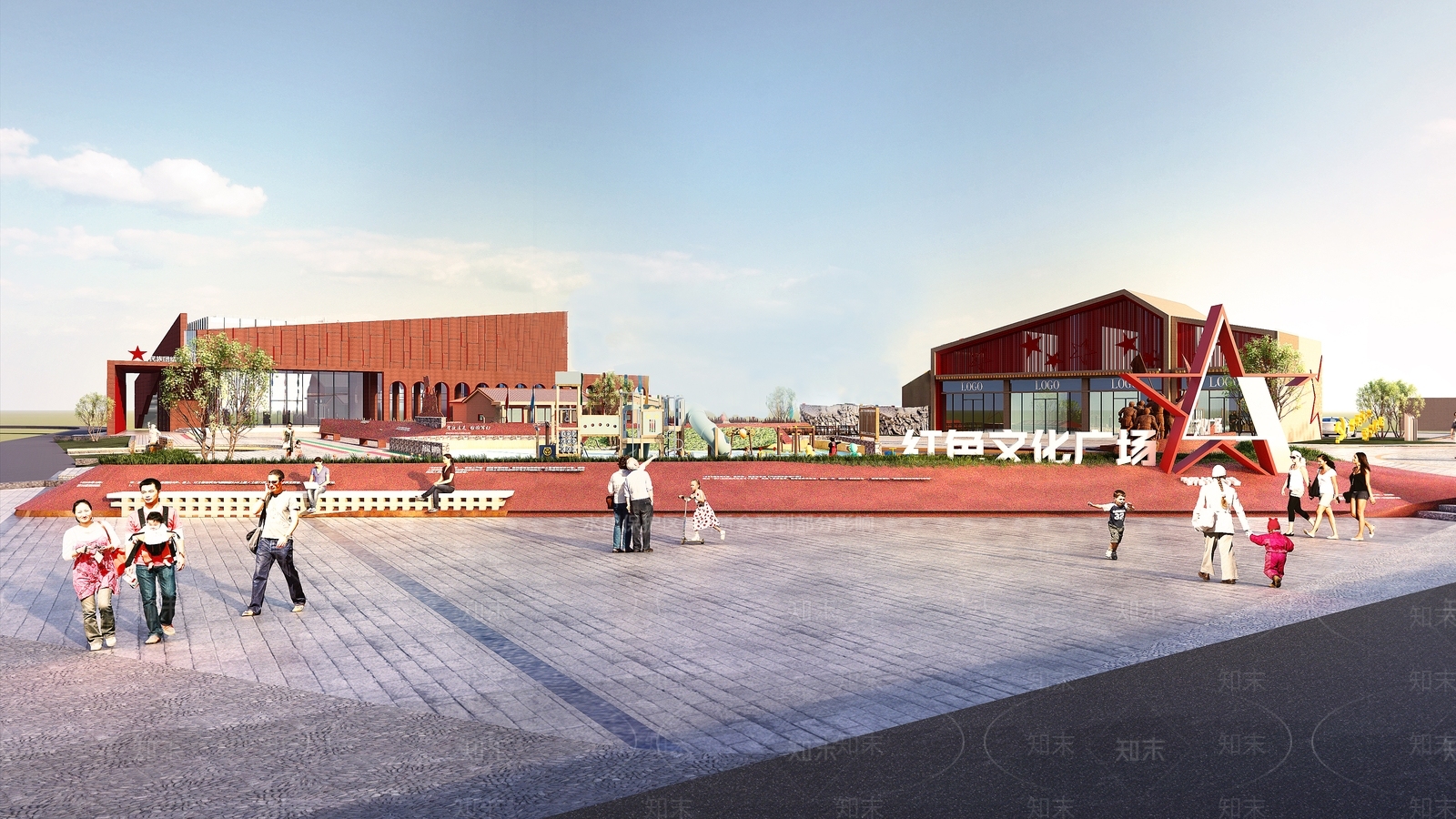 现代广场景观SU模型下载【ID:1194877347】