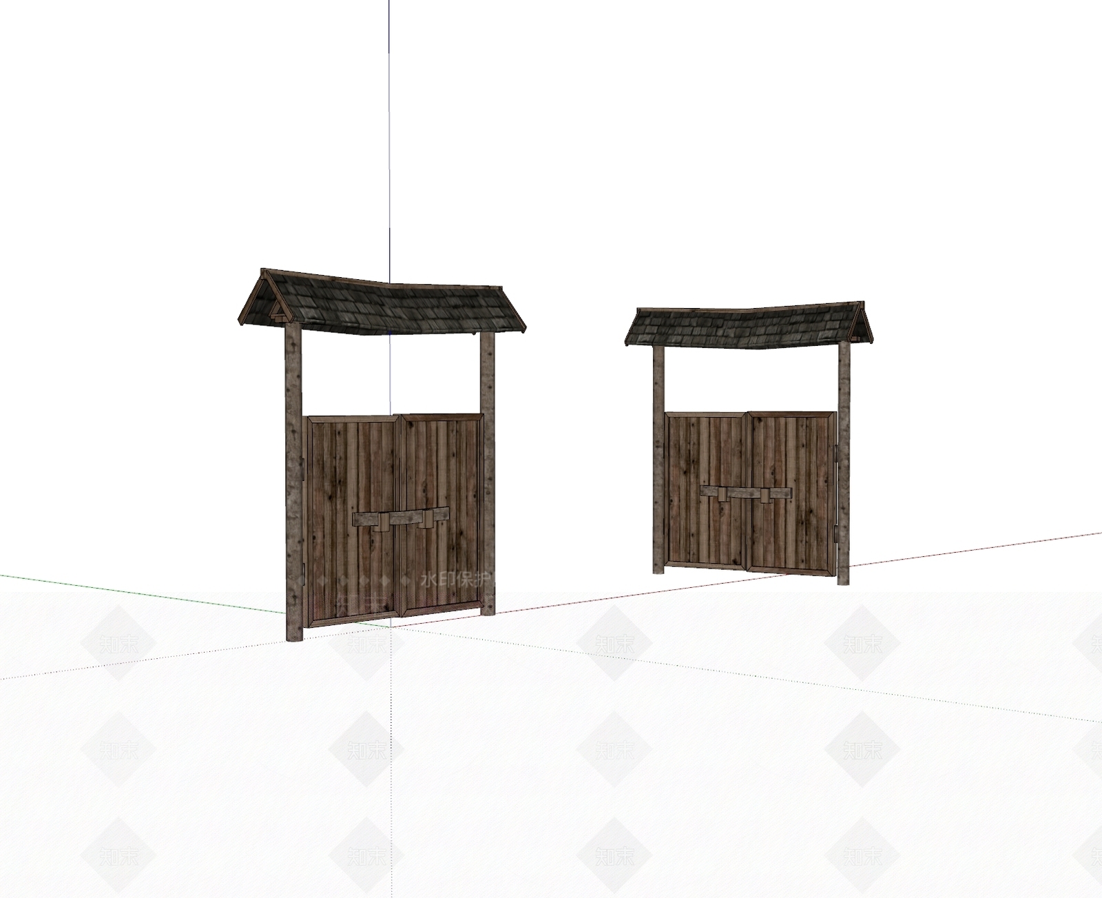 中式庭院门SU模型下载【ID:1194876411】