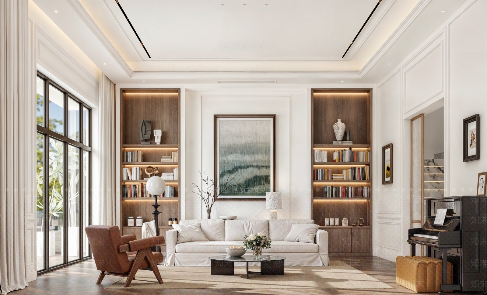 美式欧式别墅客厅3D模型下载【ID:1194880966】