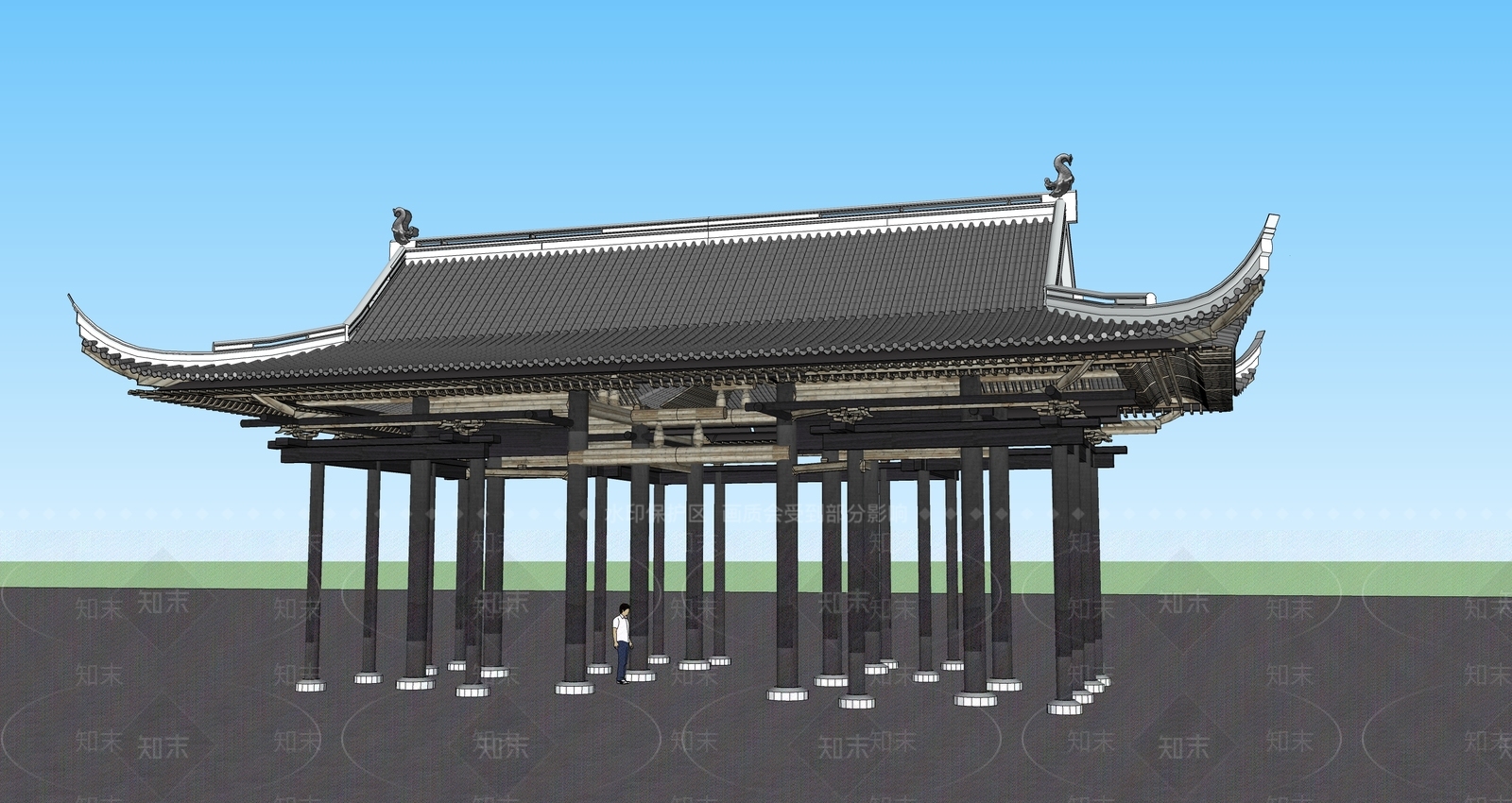 中式古建筑SU模型下载【ID:1194881074】