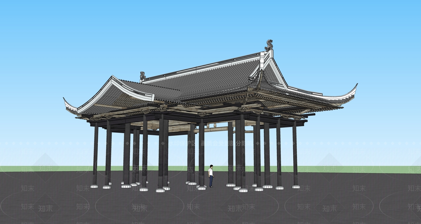 中式古建筑SU模型下载【ID:1194881074】