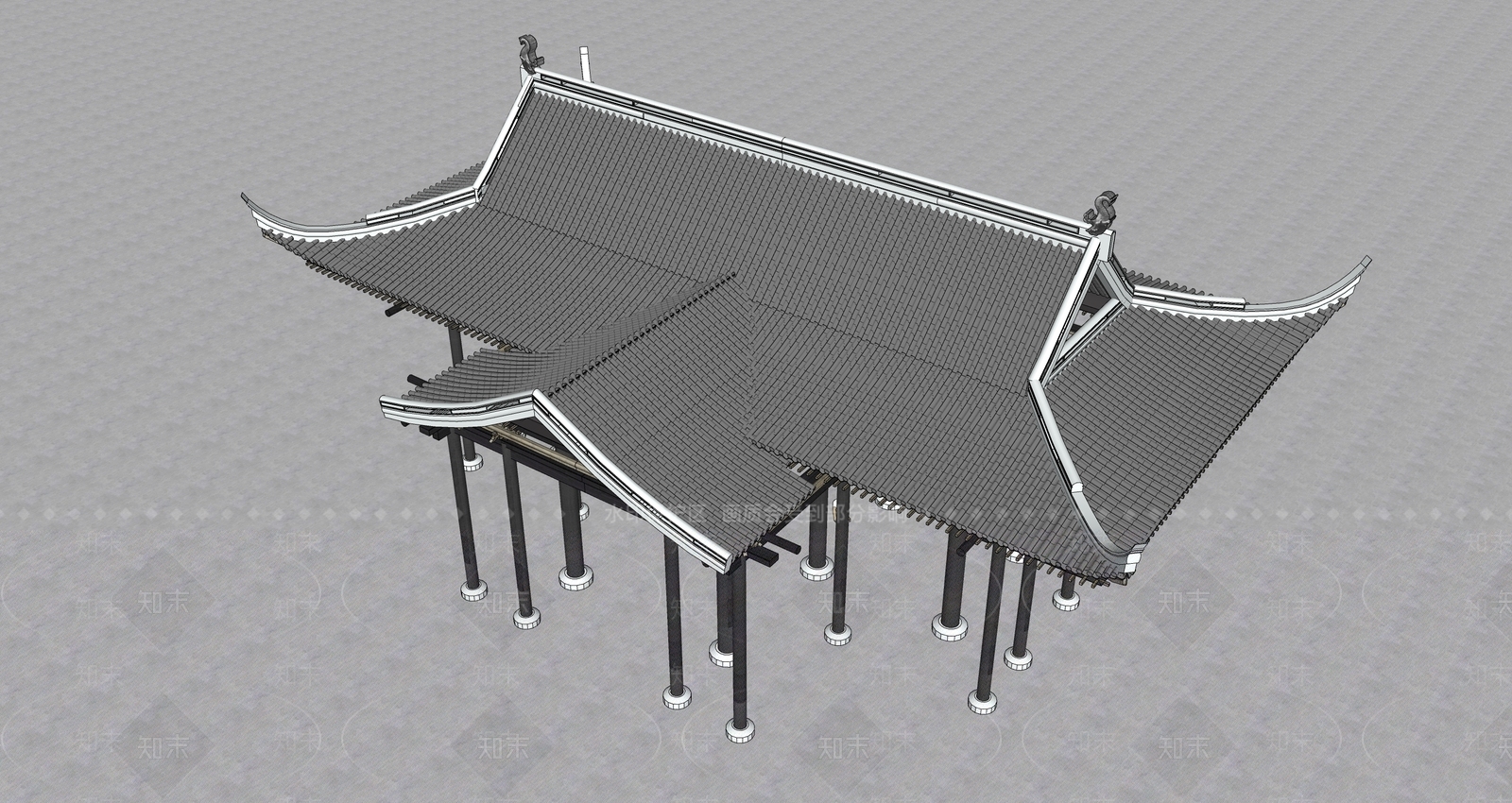 中式古建筑SU模型下载【ID:1194881074】