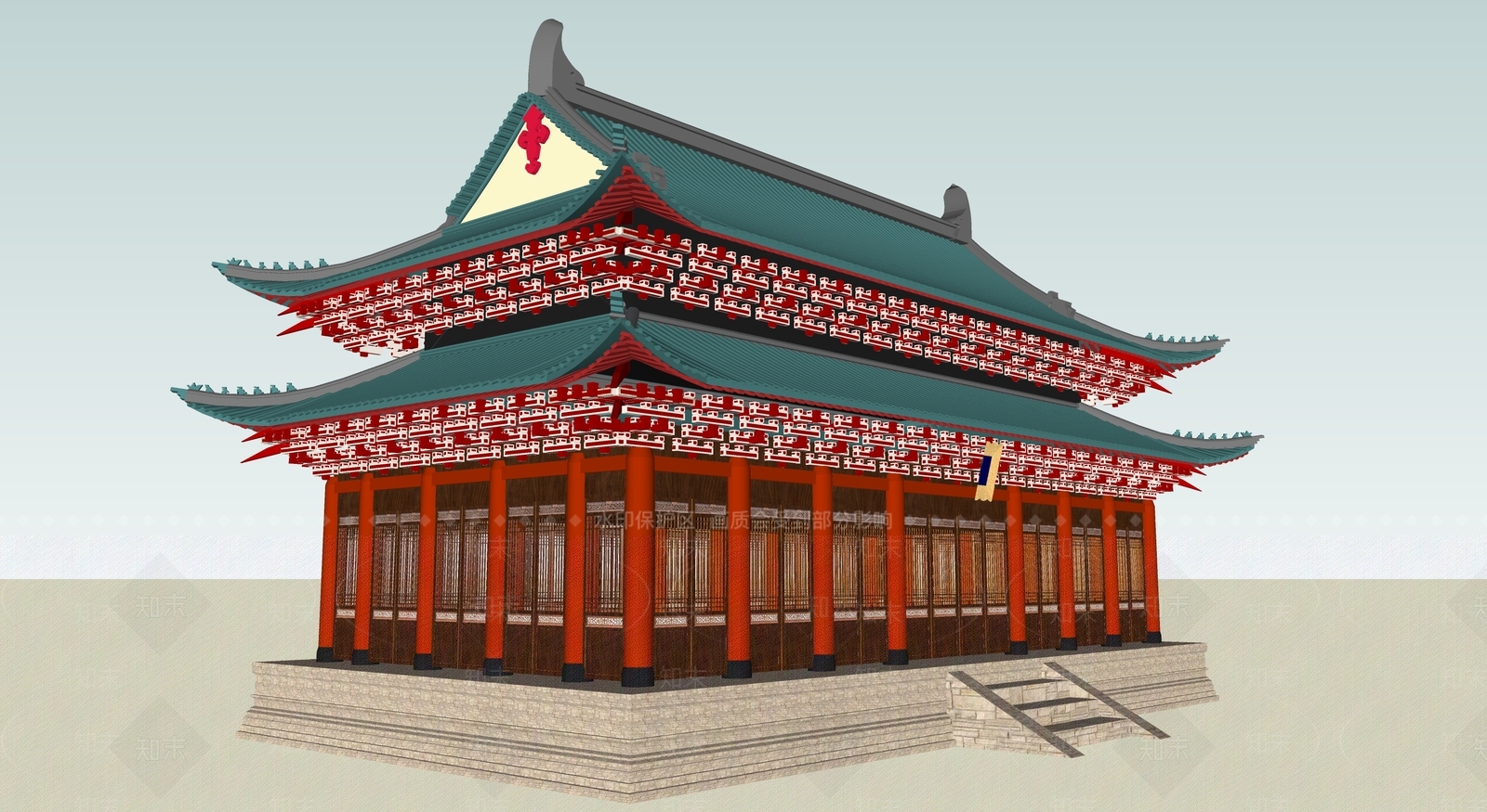 中式古建筑SU模型下载【ID:1194881563】