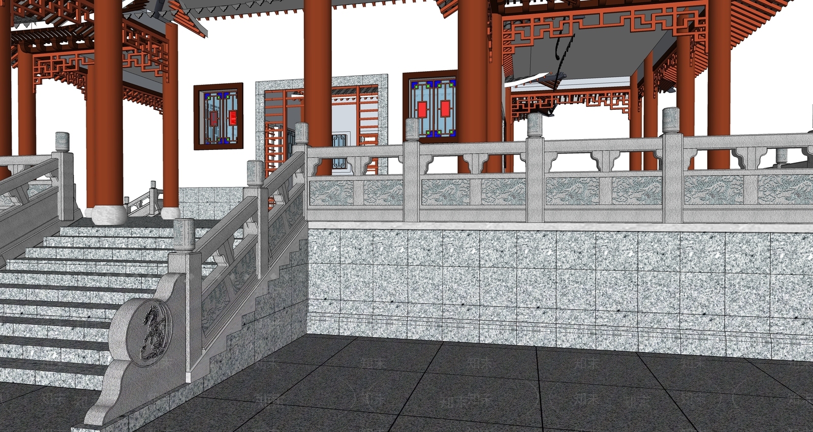 中式古建筑SU模型下载【ID:1194881954】