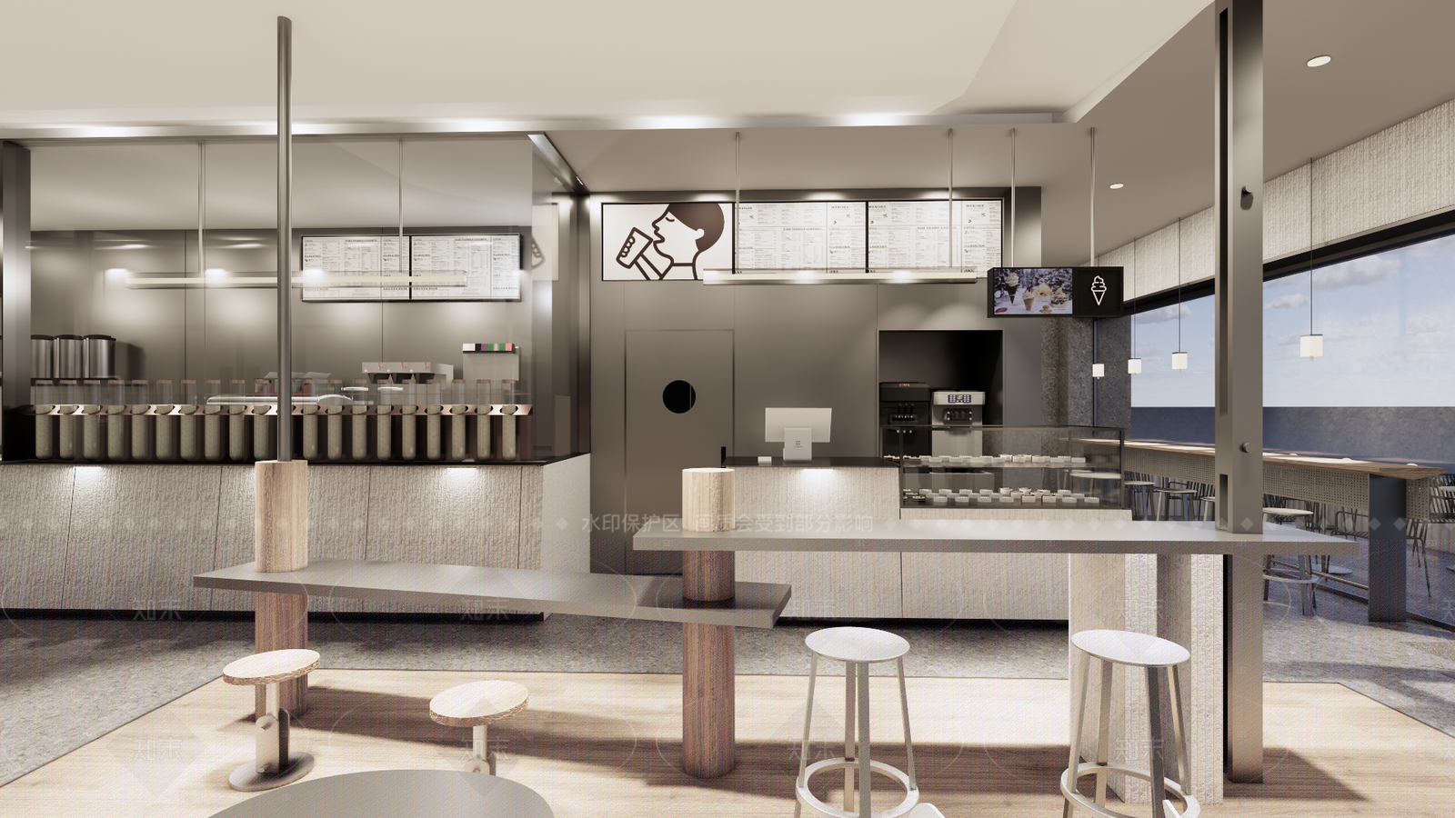 现代简约奶茶店SU模型下载【ID:1205799648】