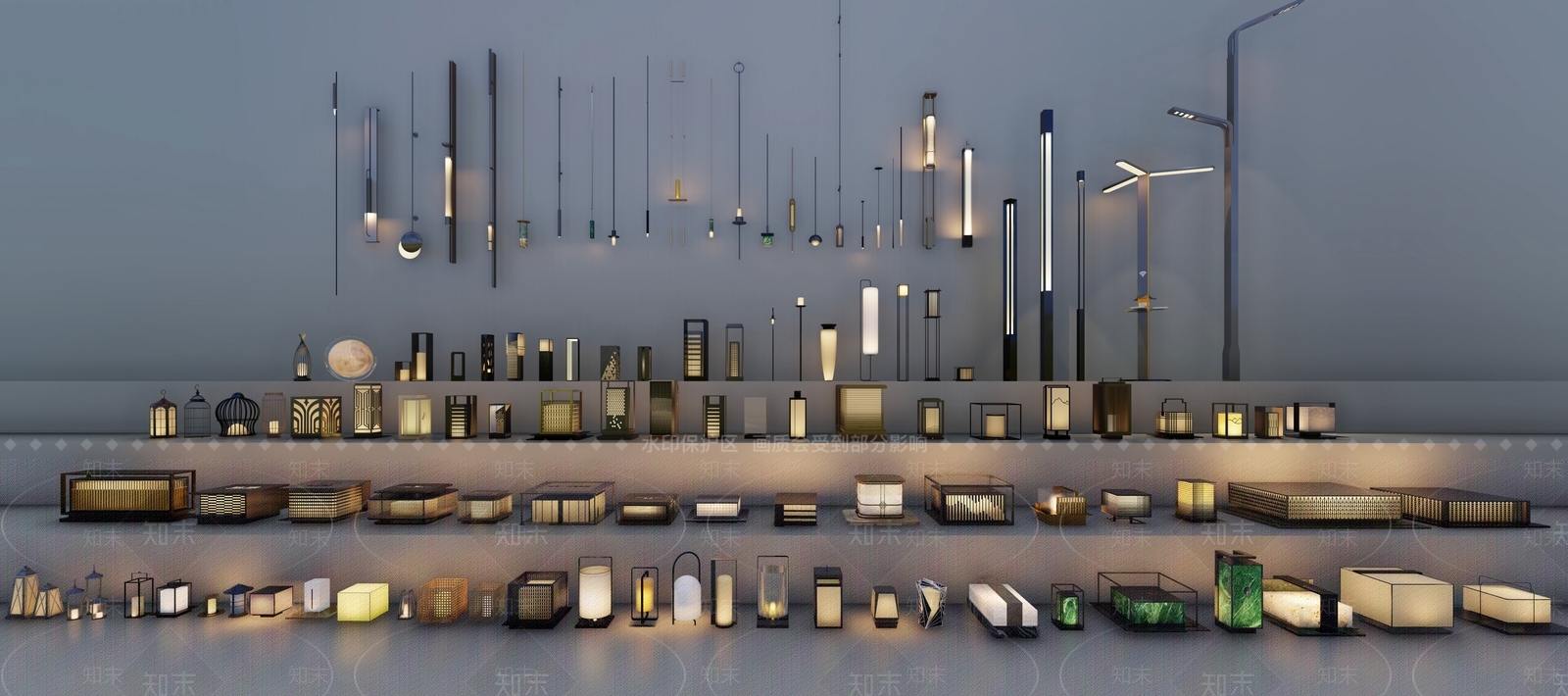 现代新中式景观灯SU模型下载【ID:1194882463】