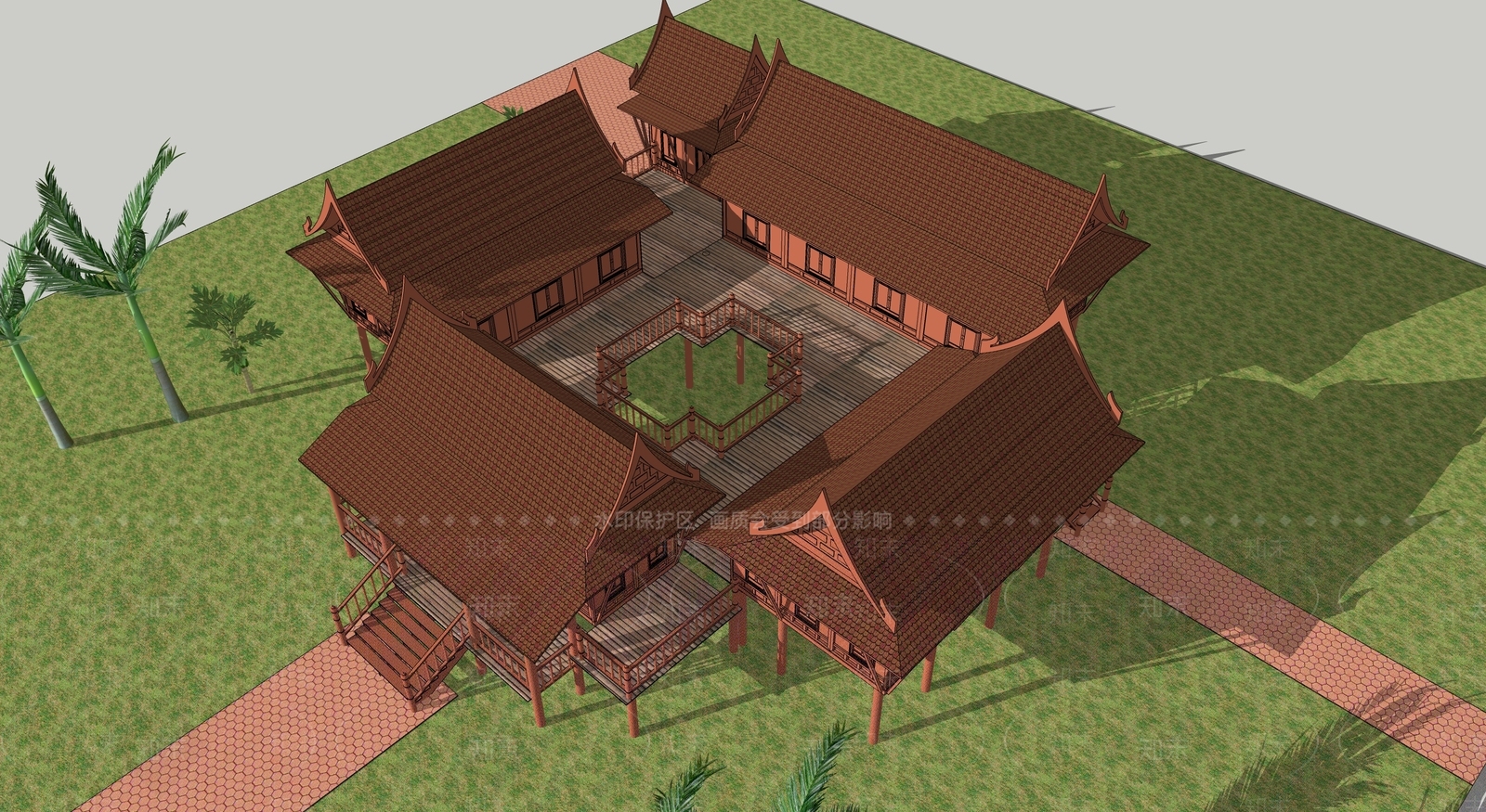 中式树屋SU模型下载【ID:1194882968】