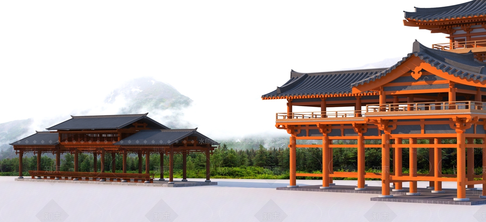 新中式中式廊架SU模型下载【ID:1194883040】