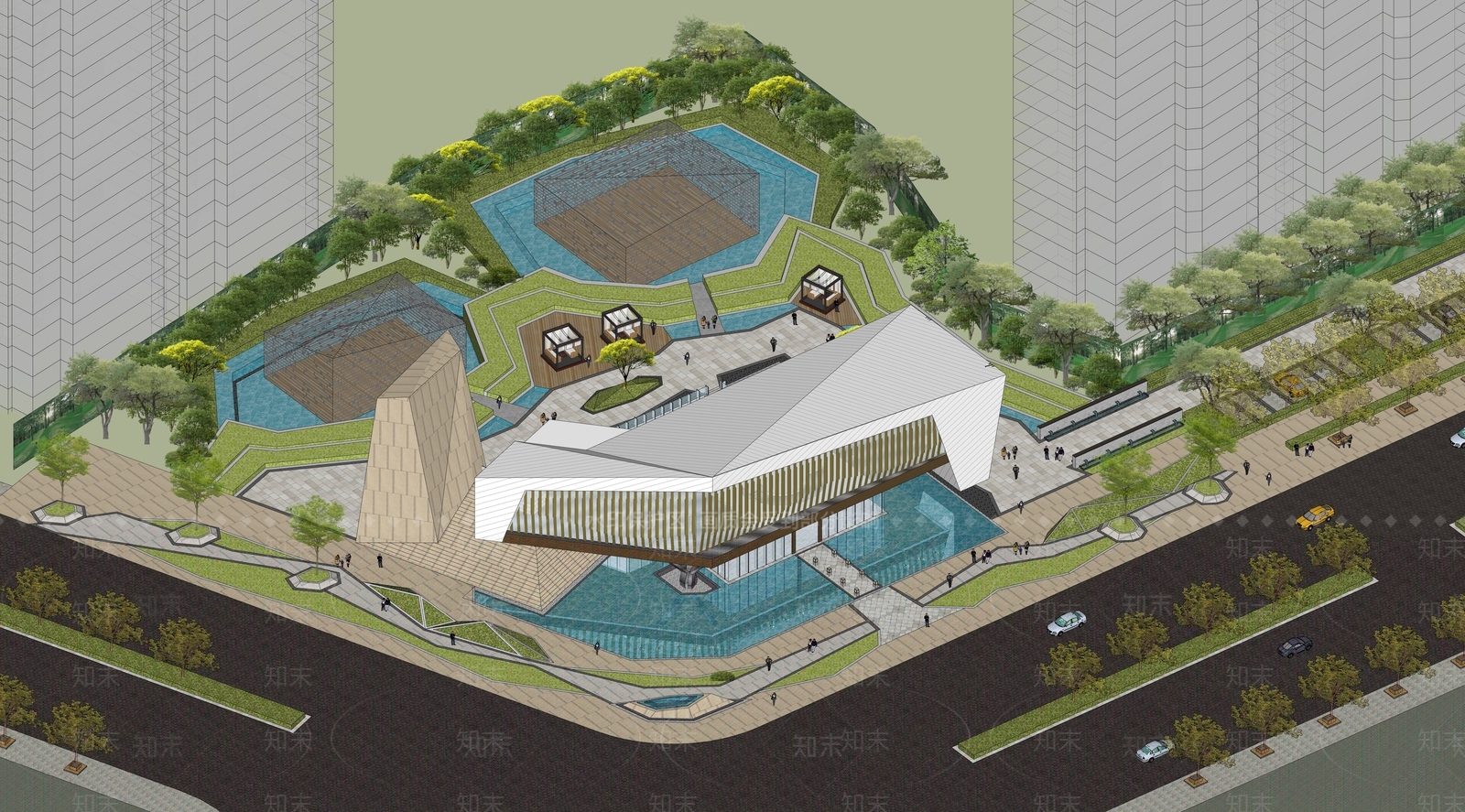 现代售楼处建筑SU模型下载【ID:1194883578】