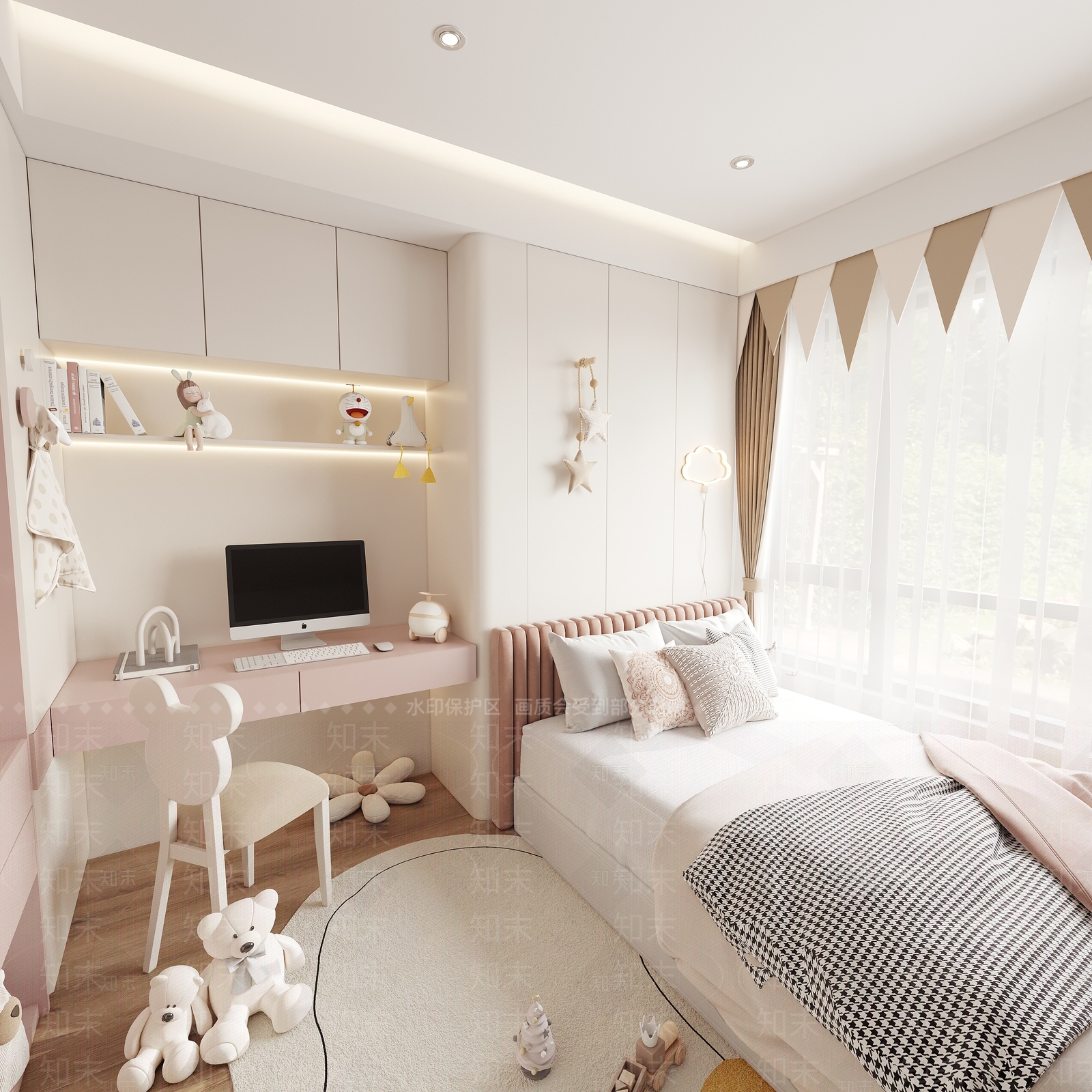 现代奶油通用儿童房3D模型下载【ID:1194883689】