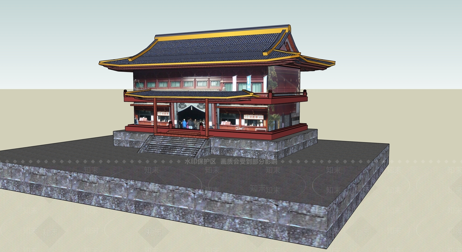日式古建筑SU模型下载【ID:1194884264】