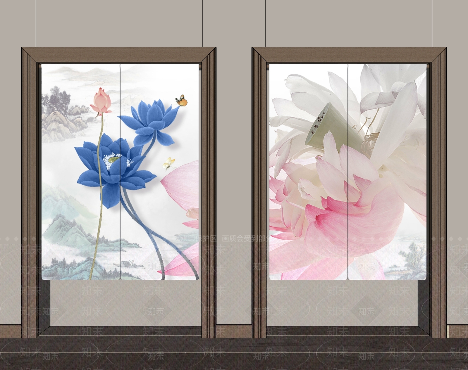 新中式中式窗帘SU模型下载【ID:1194885020】