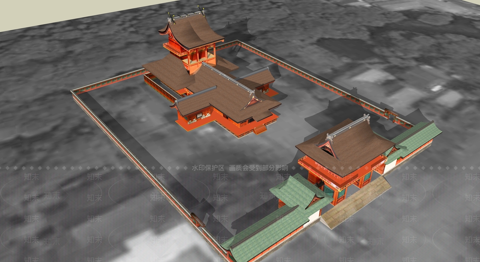 日式古建筑SU模型下载【ID:1194885102】