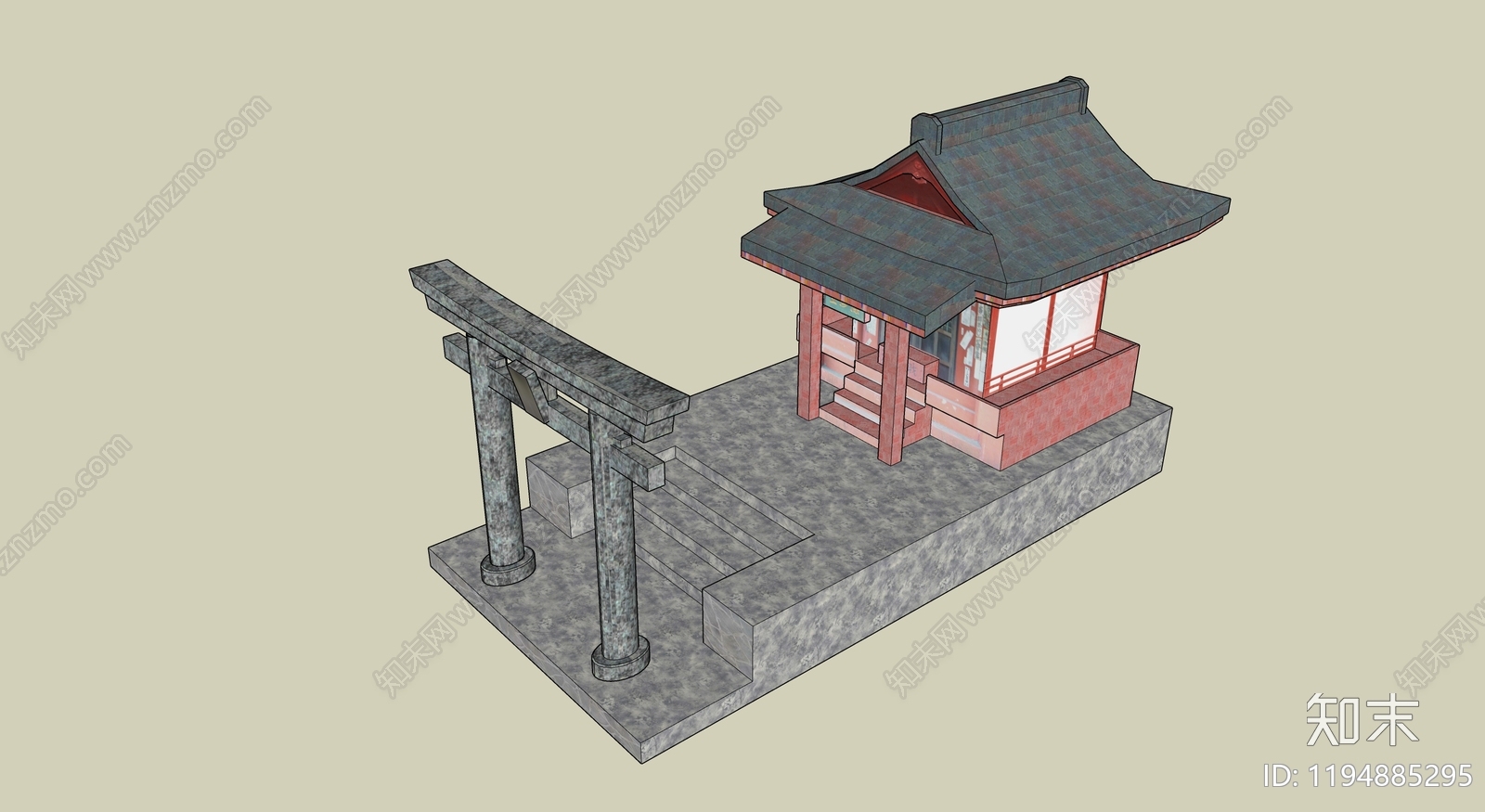 日式古建筑SU模型下载【ID:1194885295】