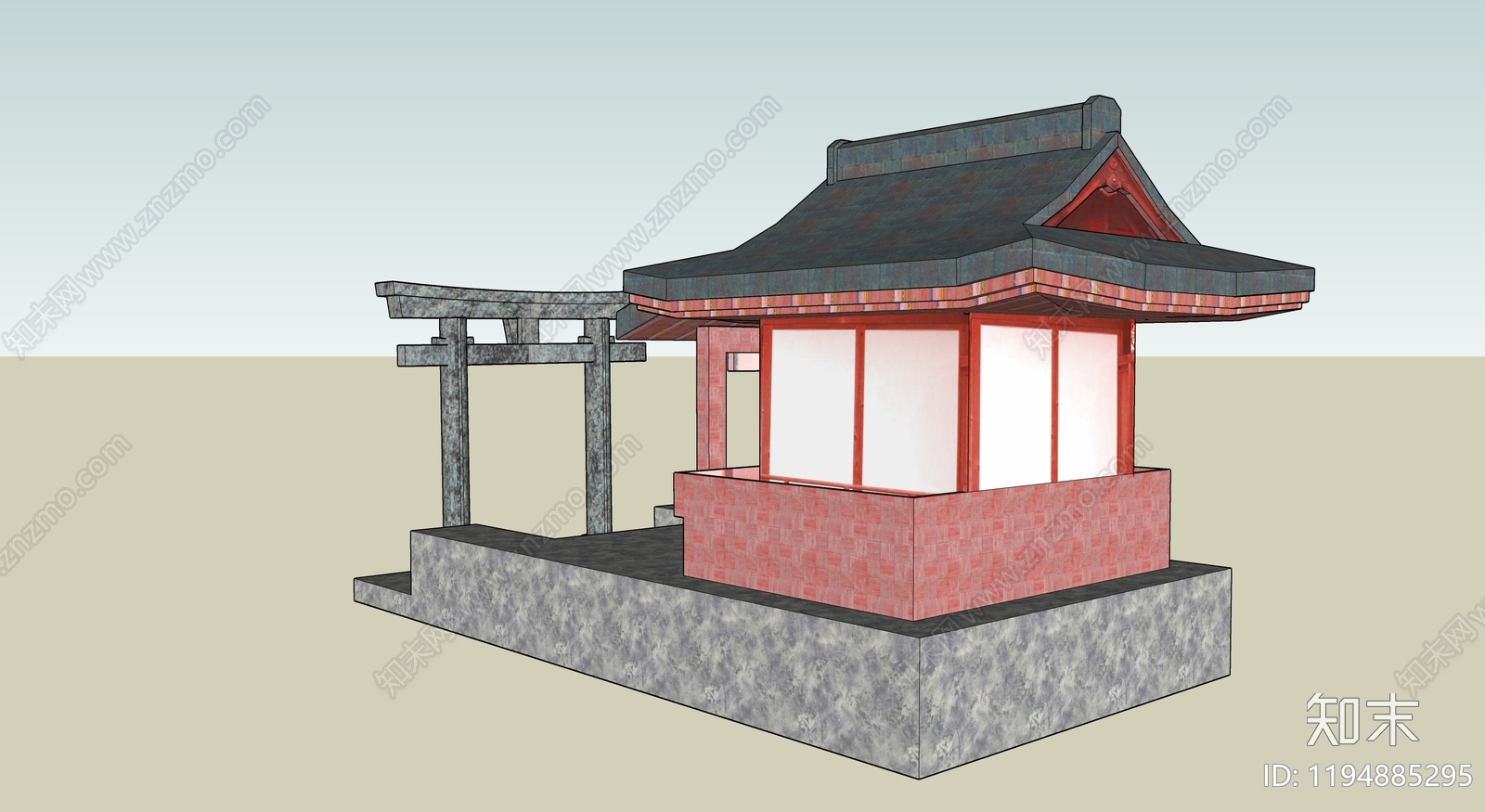 日式古建筑SU模型下载【ID:1194885295】