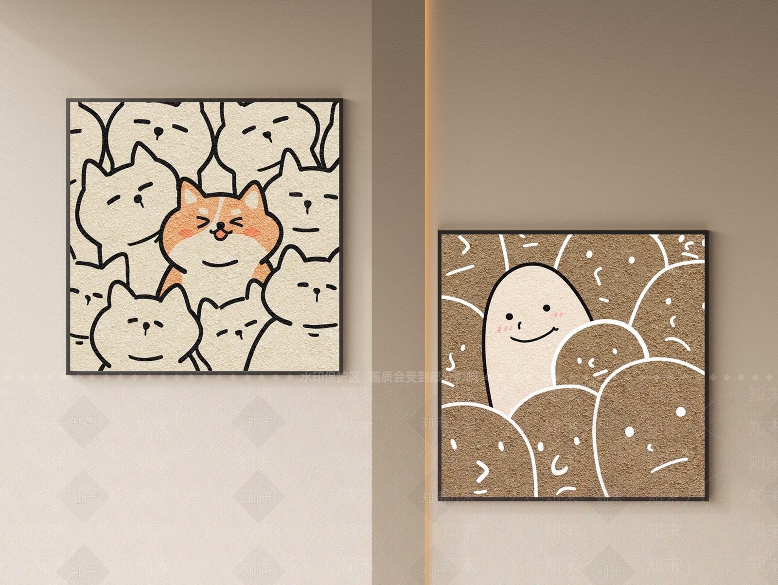 奶油北欧挂画3D模型下载【ID:1194885462】