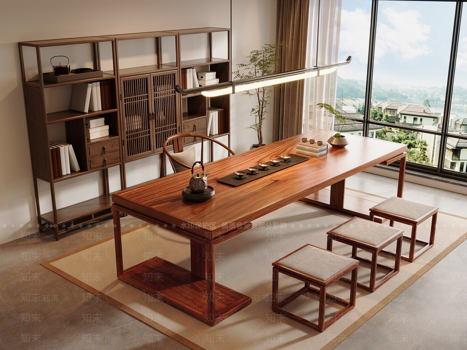 新中式中式茶桌椅3D模型下载【ID:1194885570】