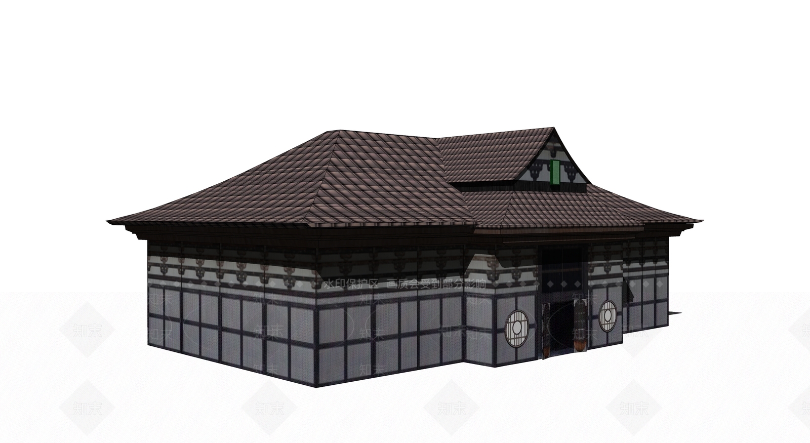 日式古建筑SU模型下载【ID:1194885992】