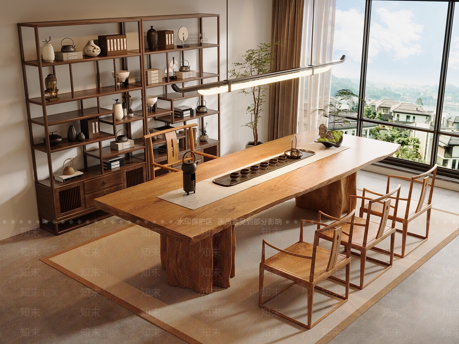 新中式中式茶桌椅3D模型下载【ID:1194886100】