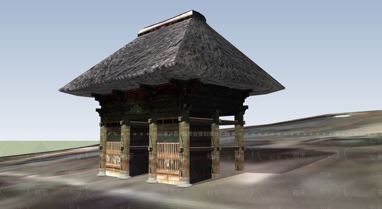 日式古建筑SU模型下载【ID:1194885986】
