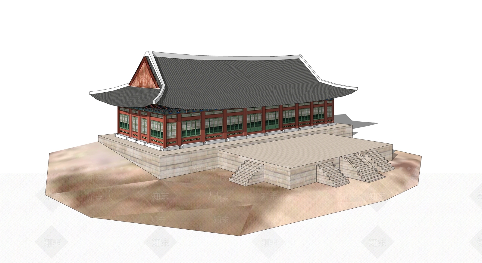 日式古建筑SU模型下载【ID:1194886055】