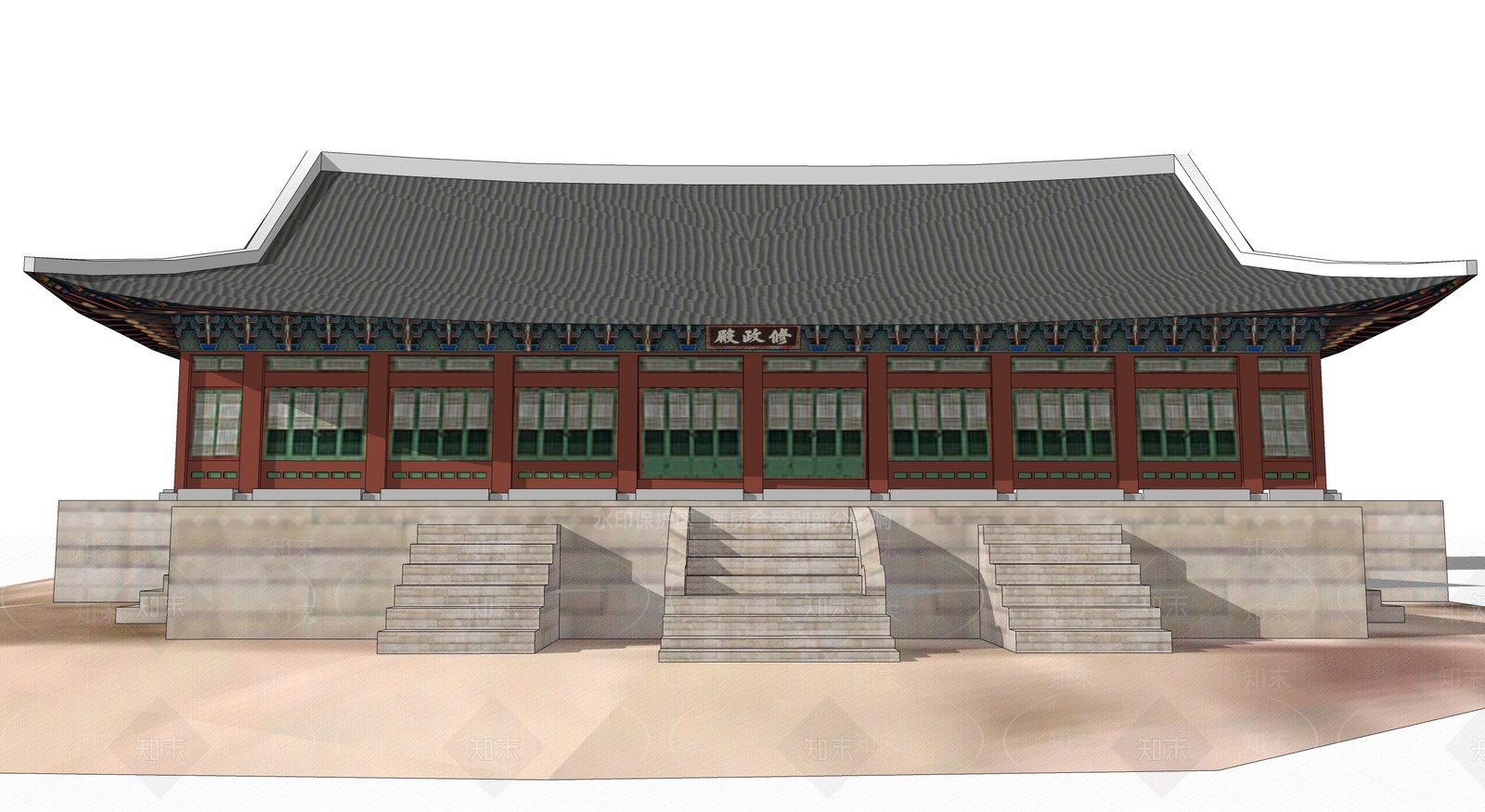 日式古建筑SU模型下载【ID:1194886055】