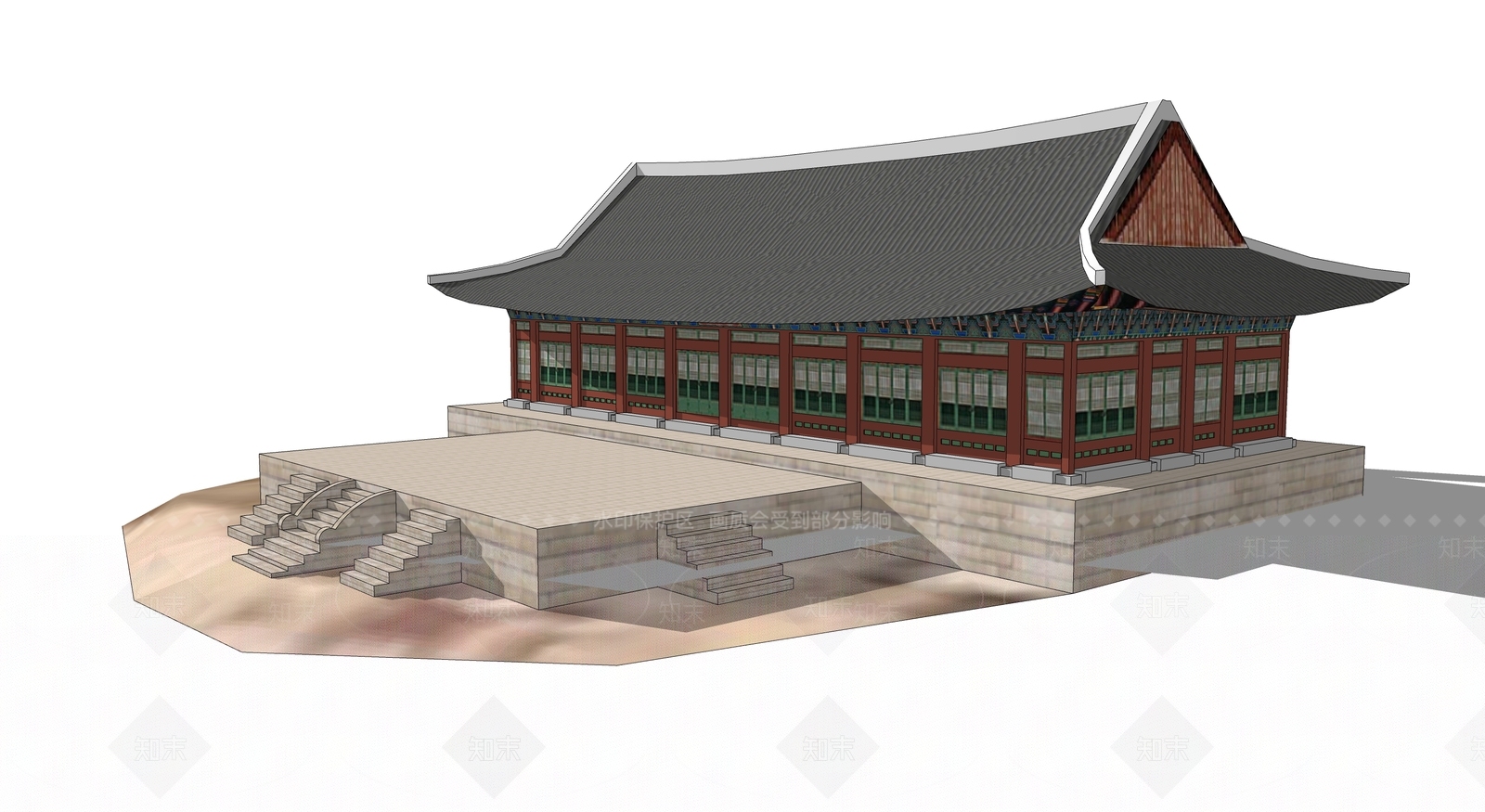 日式古建筑SU模型下载【ID:1194886055】