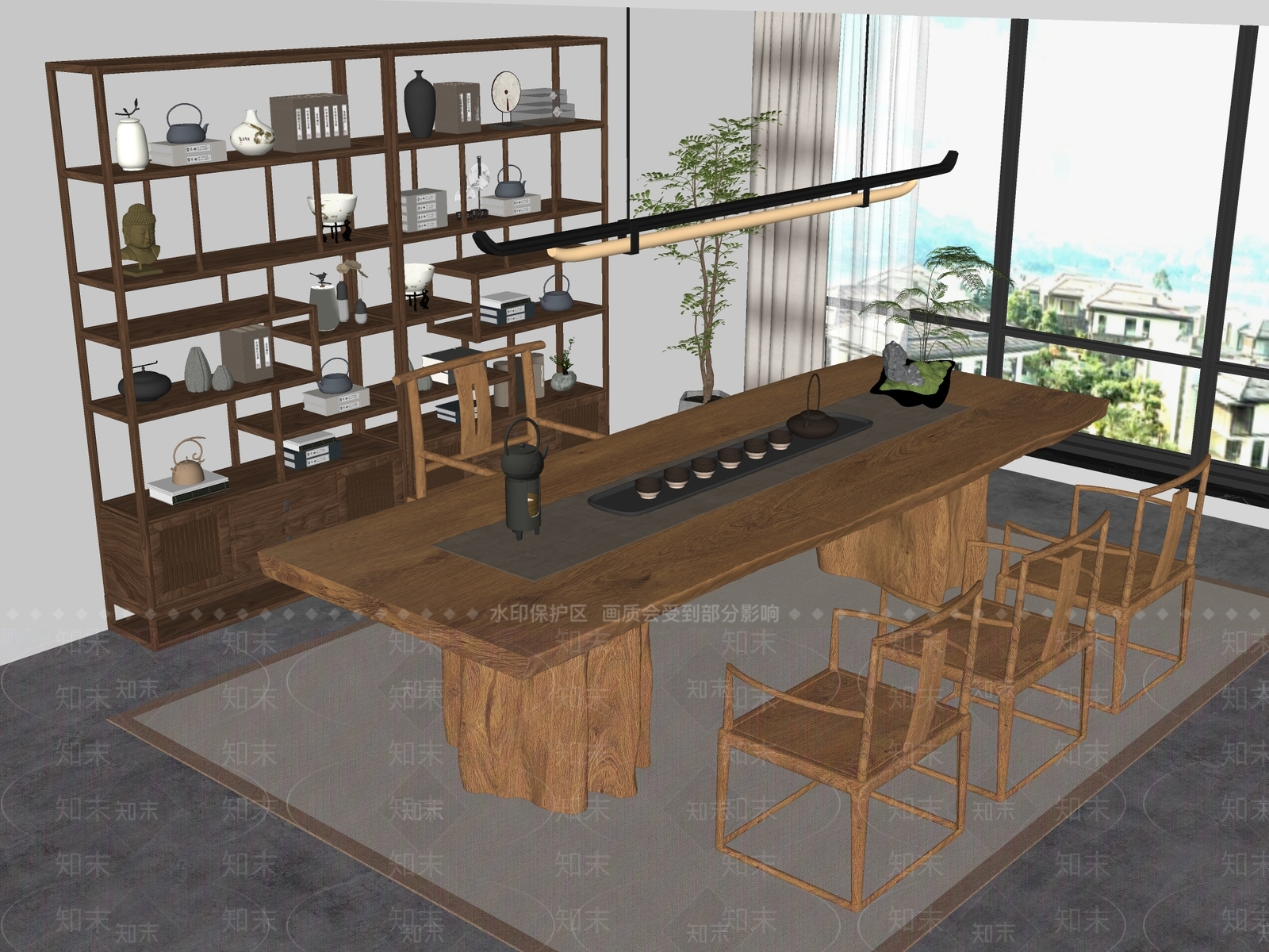 新中式中式茶桌椅SU模型下载【ID:1194886159】