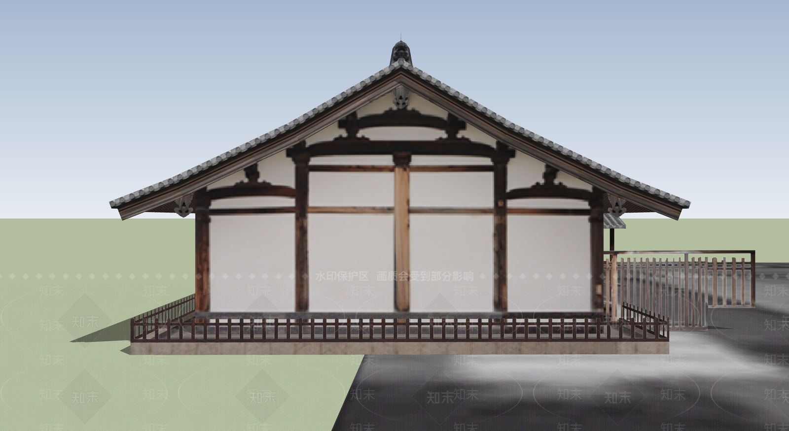 日式古建筑SU模型下载【ID:1194886258】