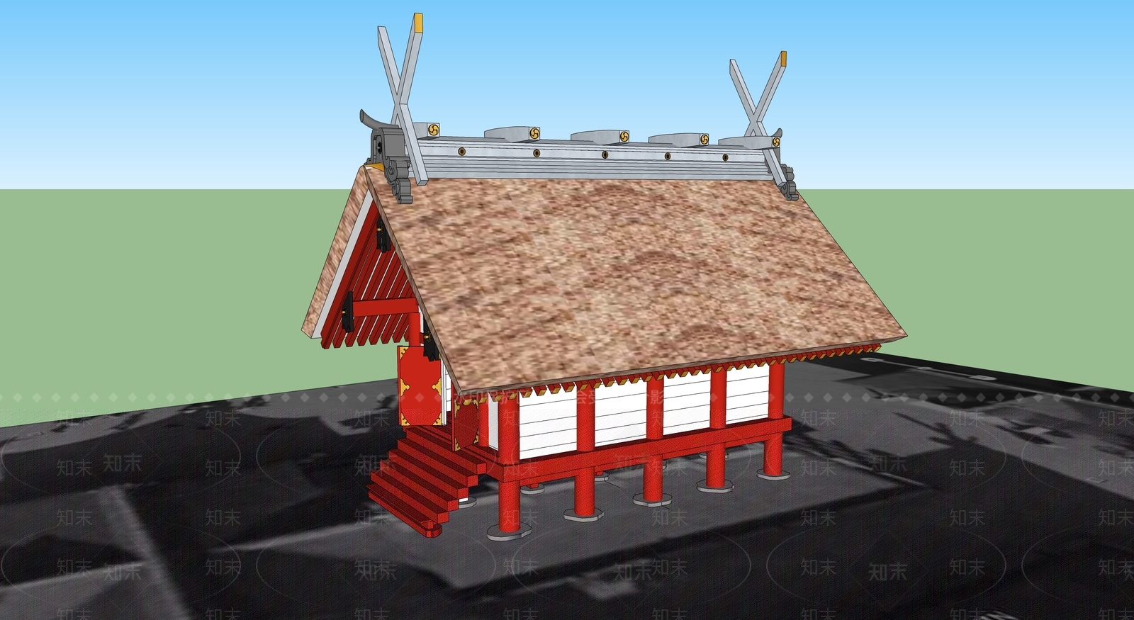 日式古建筑SU模型下载【ID:1195072862】