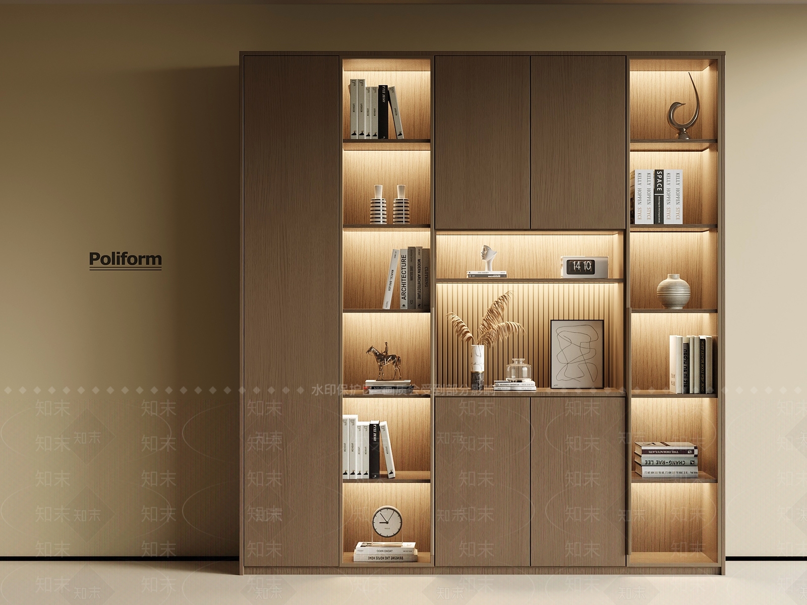 现代意式书柜SU模型下载【ID:1194886639】