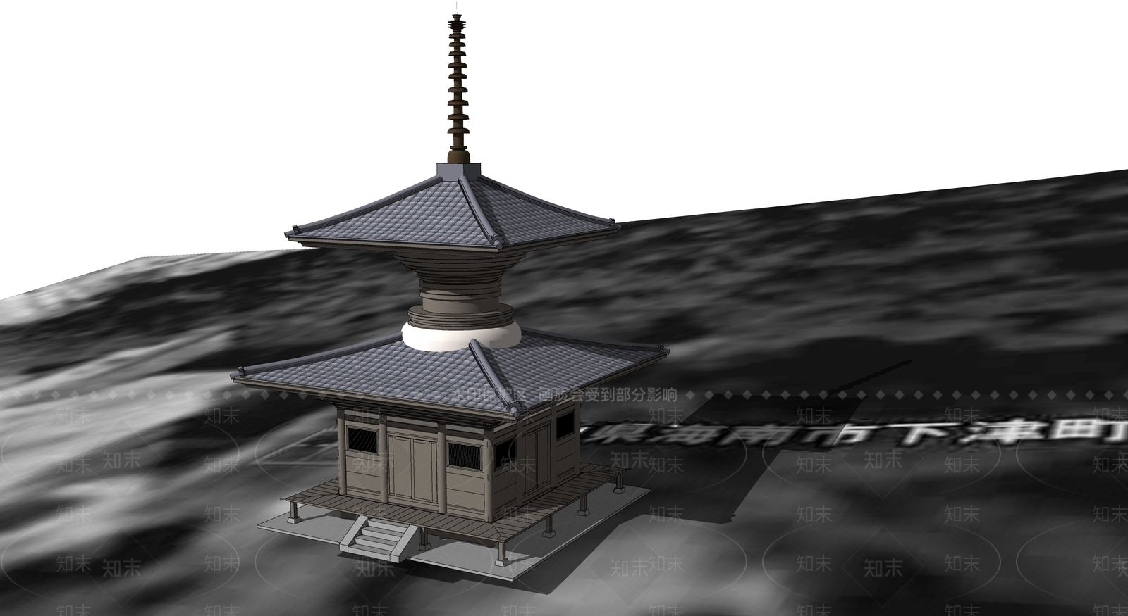 日式古建筑SU模型下载【ID:1194887453】