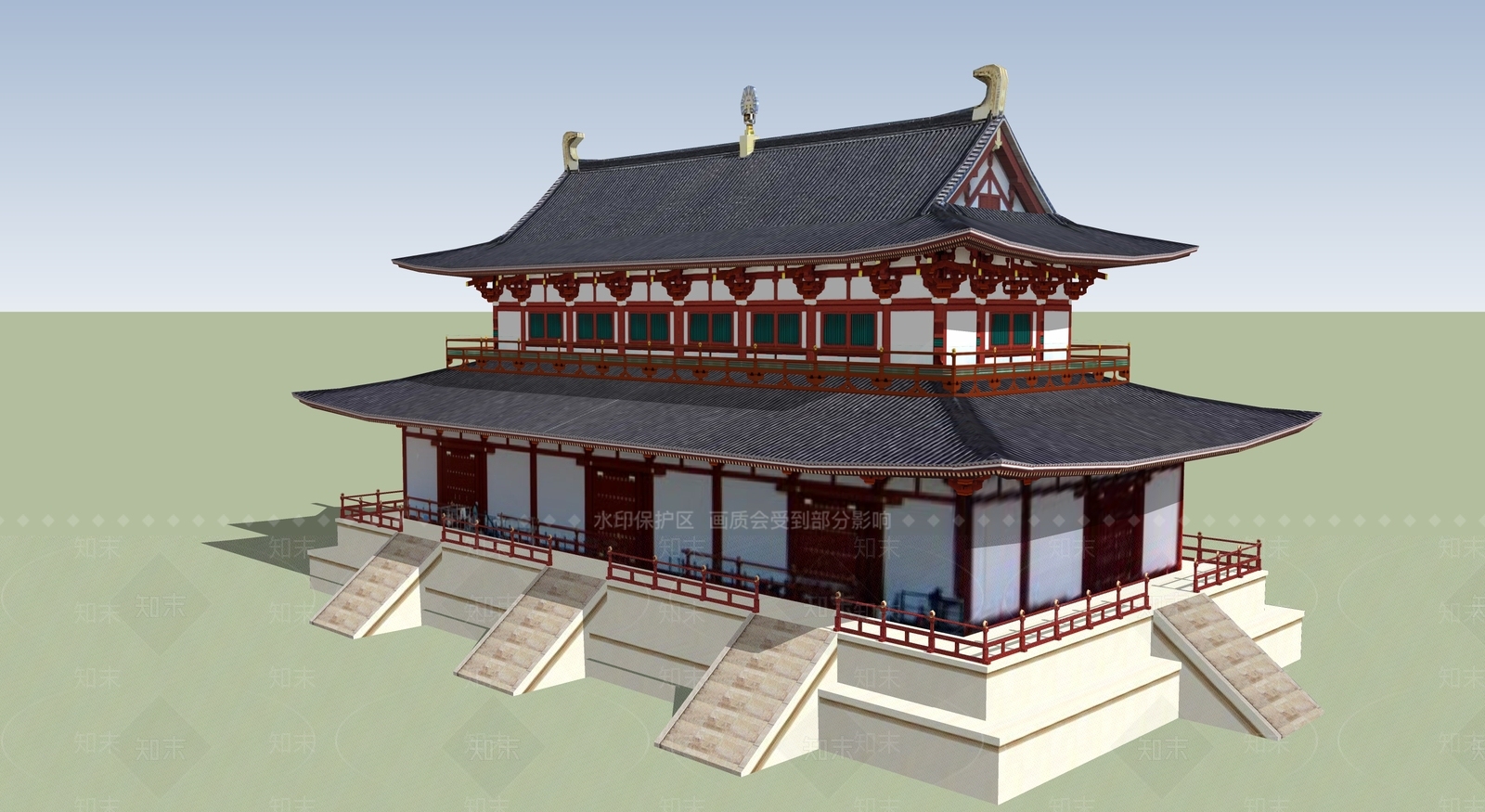 日式古建筑SU模型下载【ID:1194887618】