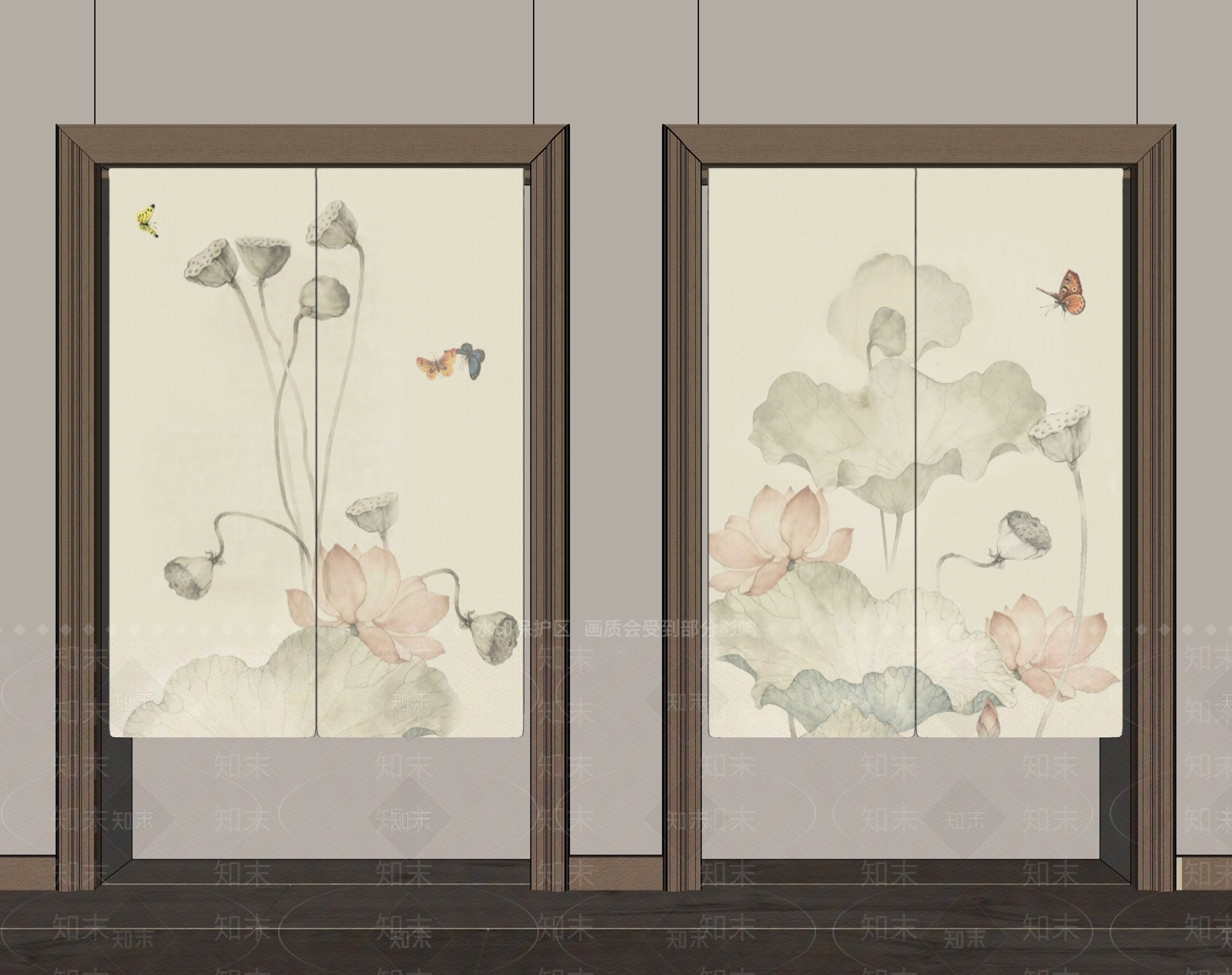 新中式中式窗帘SU模型下载【ID:1194888254】