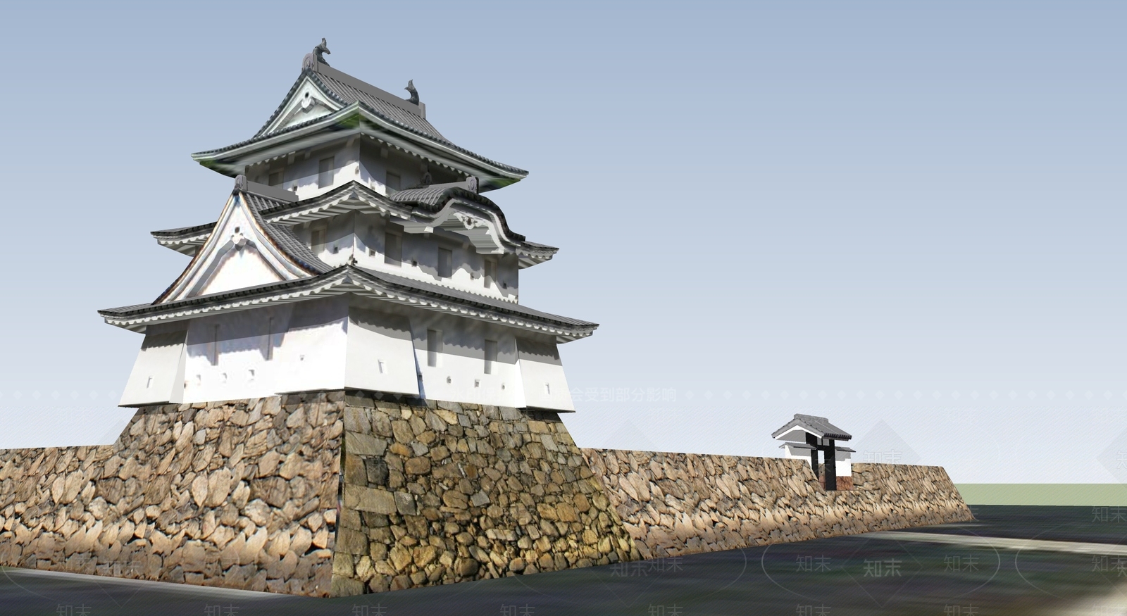 日式古建筑SU模型下载【ID:1194888218】