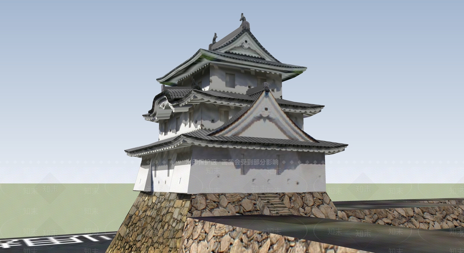 日式古建筑SU模型下载【ID:1194888218】