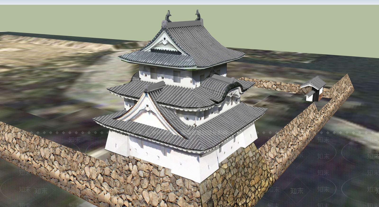 日式古建筑SU模型下载【ID:1194888218】