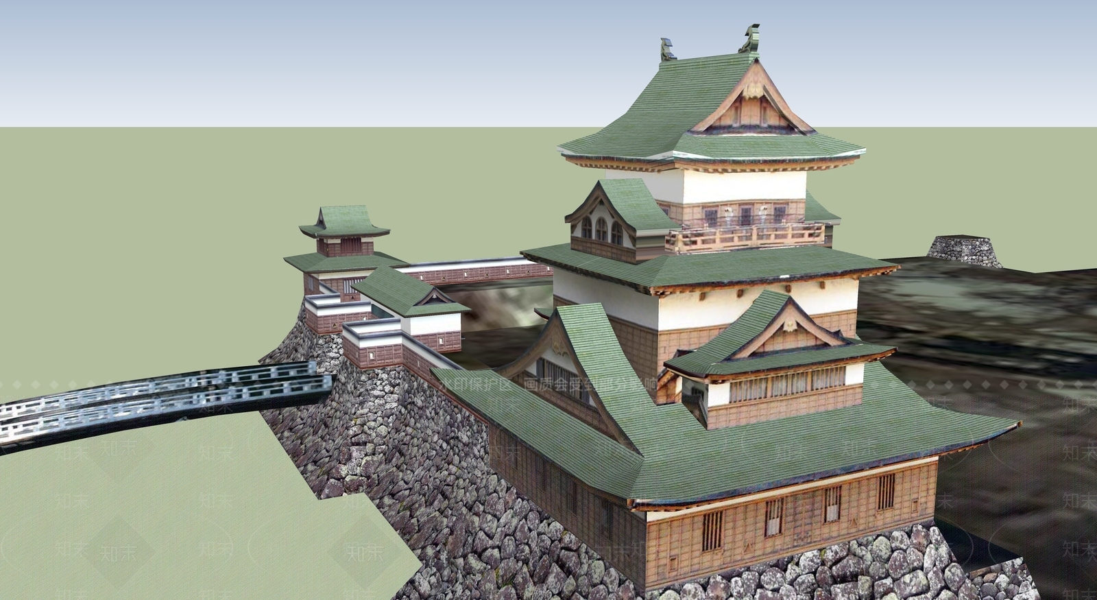 日式古建筑SU模型下载【ID:1194888515】