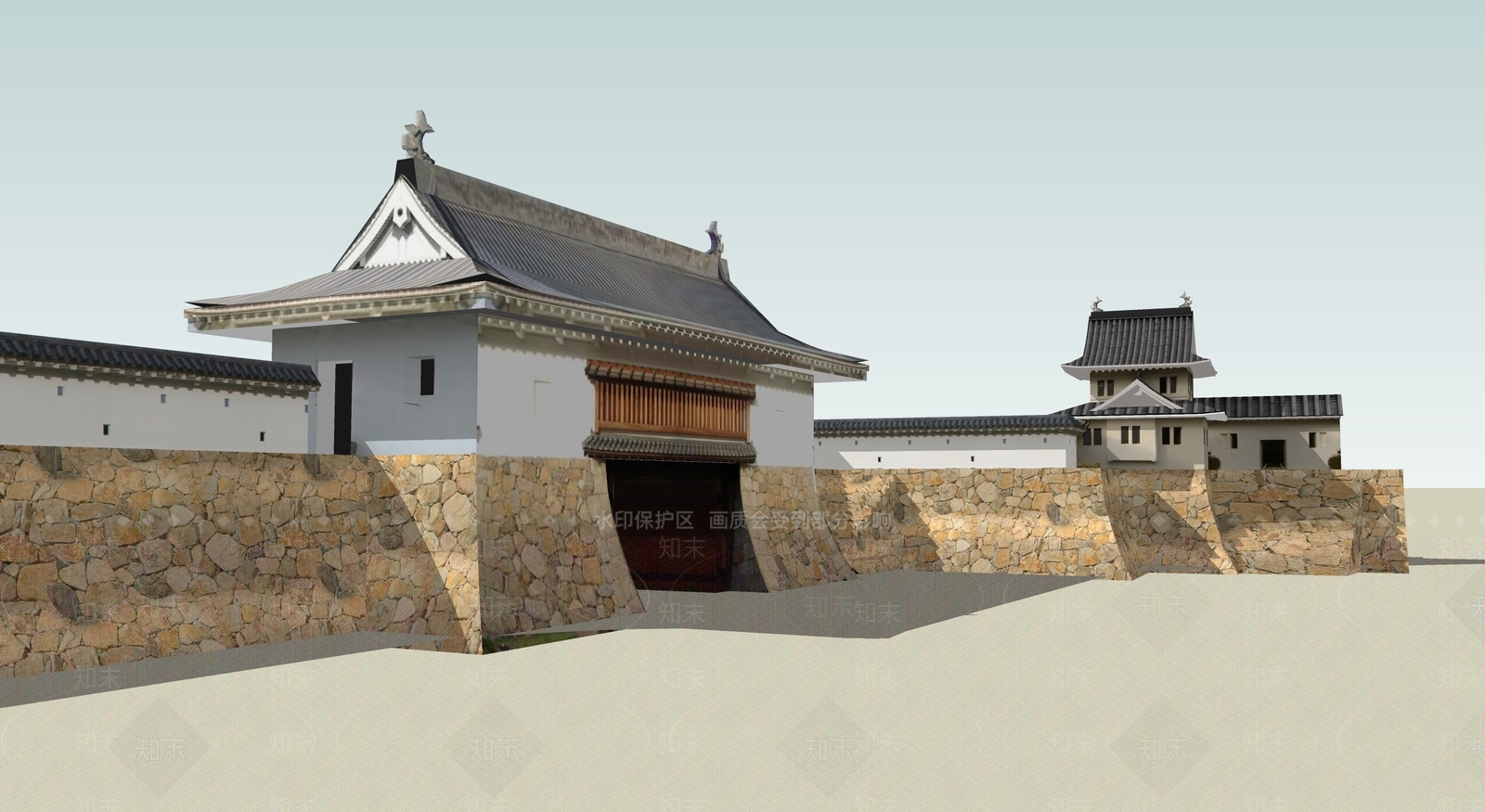 日式古建筑SU模型下载【ID:1194888917】