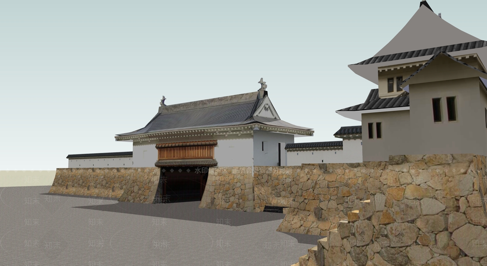 日式古建筑SU模型下载【ID:1194888917】