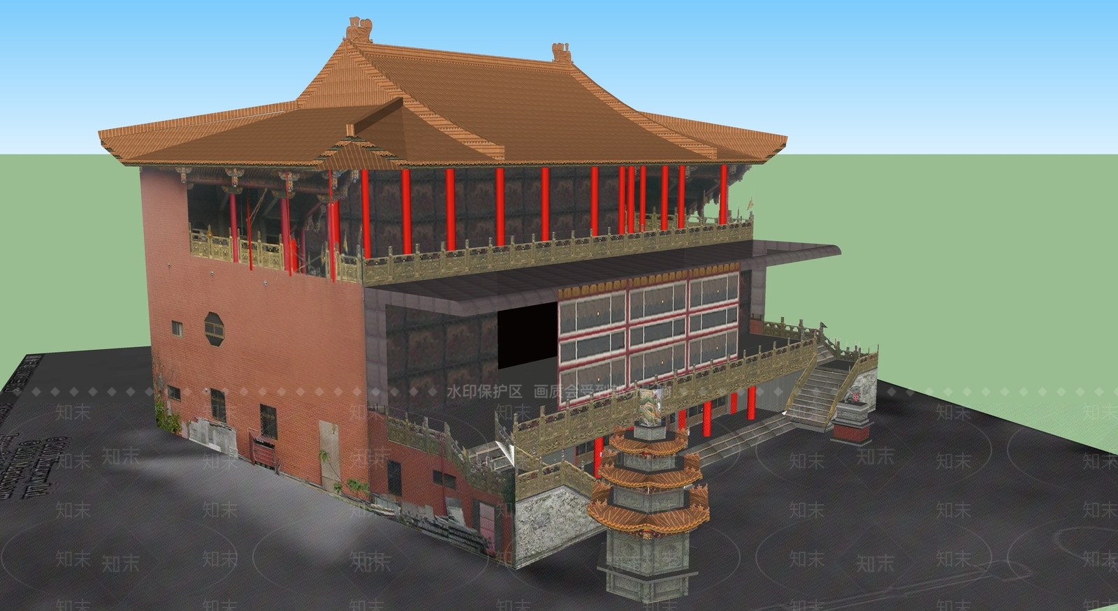 日式古建筑SU模型下载【ID:1194889264】