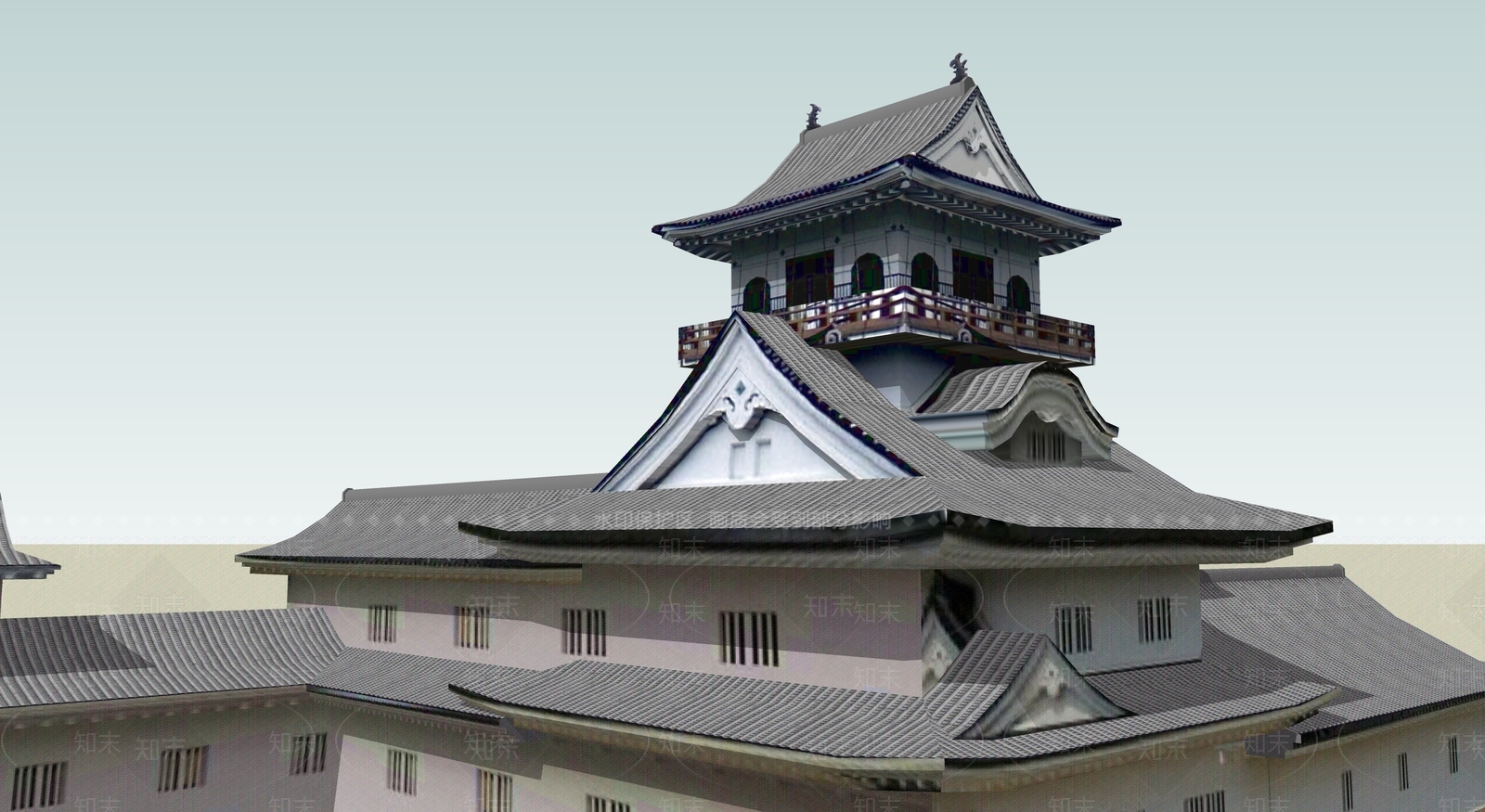 日式古建筑SU模型下载【ID:1194889644】